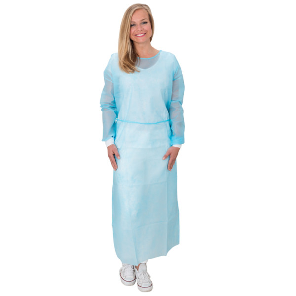 Care&Serve® Infektions-Schutzkittel - teillaminiert mit Strickbündchen BLAU