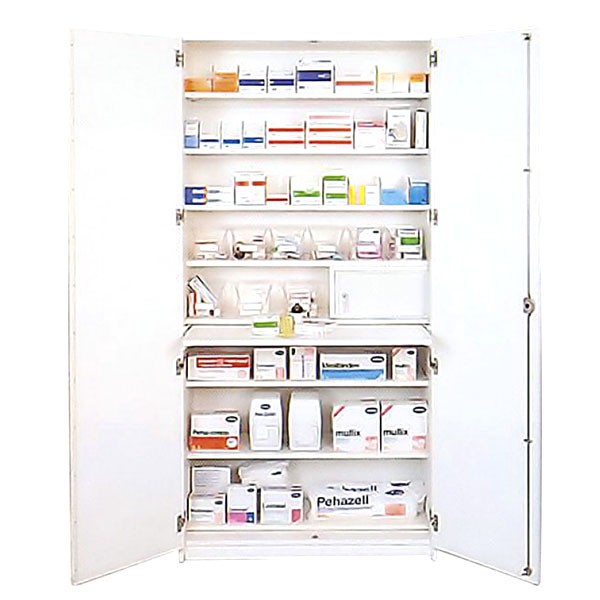 Lockweiler Medikamentenkühlschrank mit Türen, abschließbarem Wertfach und 8 Fachböden.