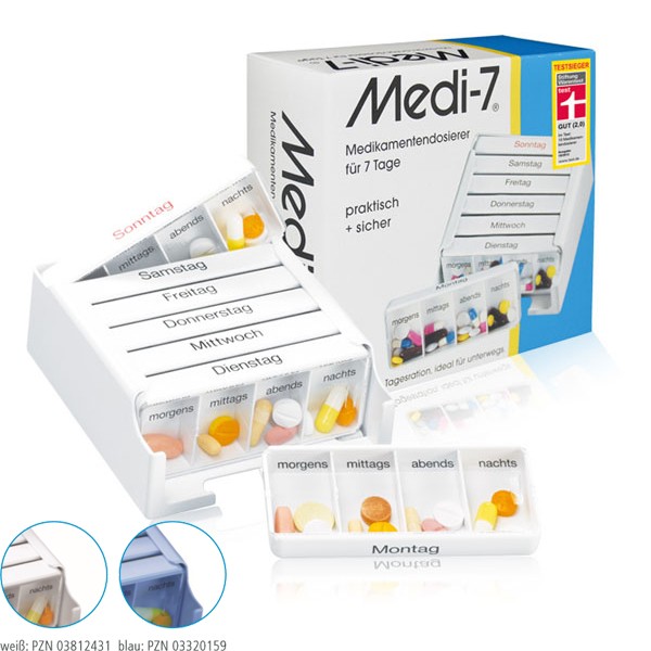 H7 25 Medikamenten-Dispenser - Contenitore Per Medicine Con Coperchio Scorrevole, 225x63 Mm