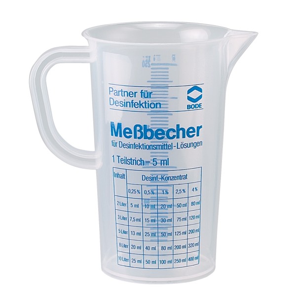 Bode Messbecher 250ml mit aufgedruckter Dosiertabelle