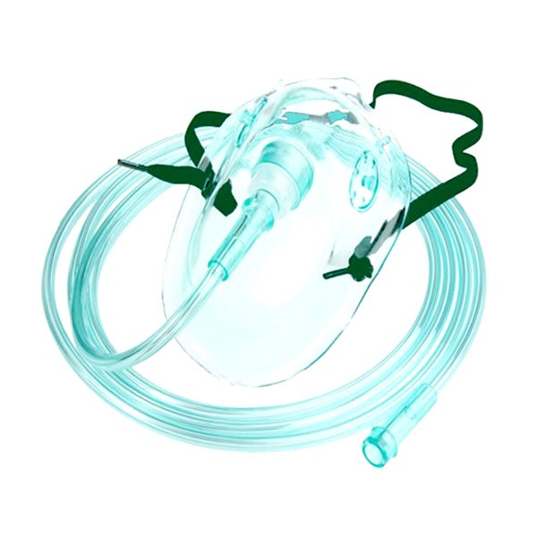Sauerstoffmaske für Erwachsene komplett mit 1,8 m Verbindungschlauch.